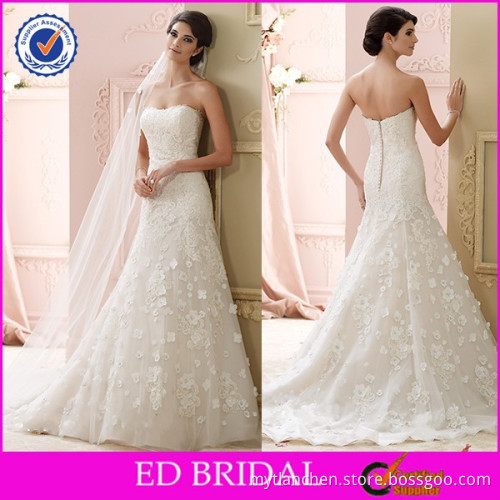 Sexy Strapless Open Back Lace Mermaid New Model Wedding Dress 2016